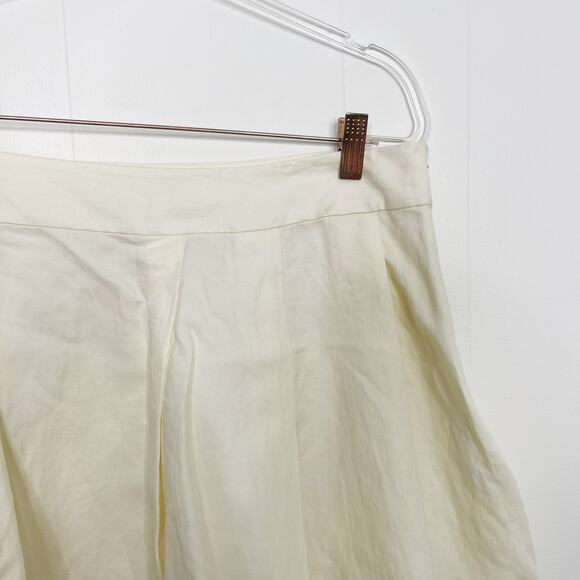 New Derek Lam 10 Crosby Kiana Pleated Asymmetrical Mini Skirt 14 Cotton Linen - Picture 5 of 12
